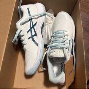 Asics Womens Gel-Game 9 Pickleball Sneakers White/Indigo 1042A243-100 Size 6.5